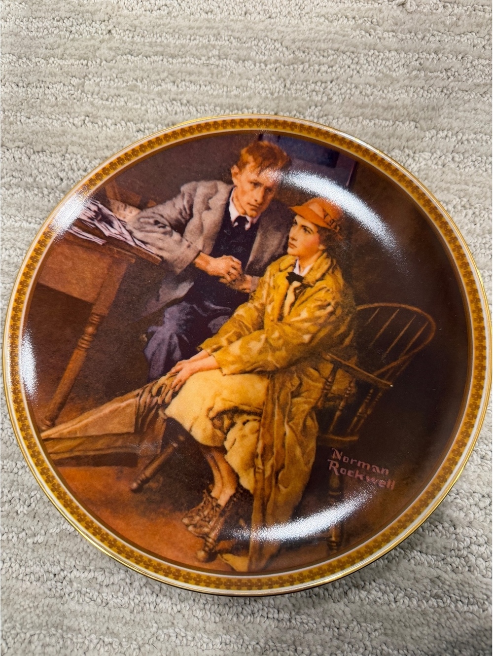 Norman Rockwell Knowles collector plate man and boy scene